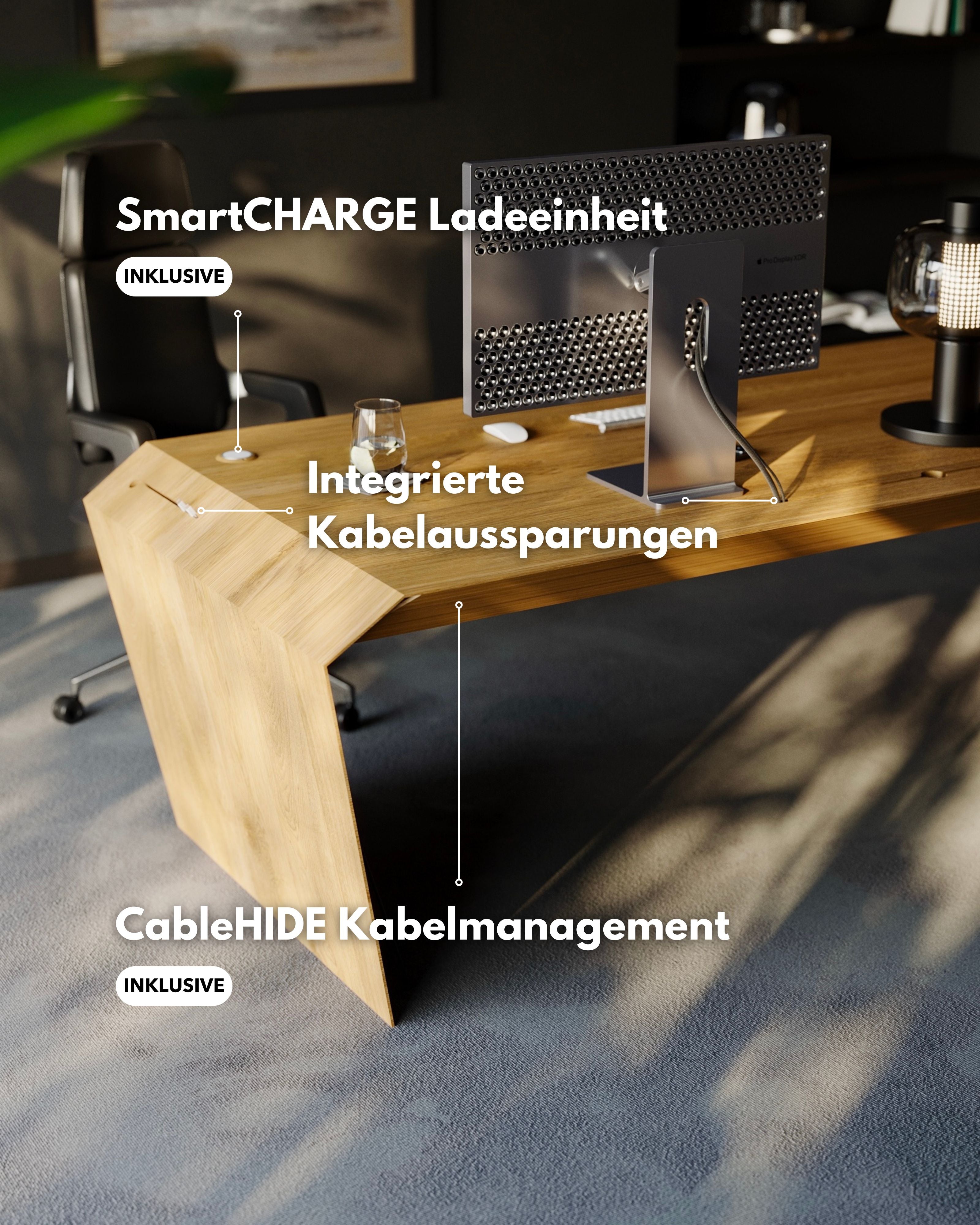 Design-Schreibtisch & Couchtisch aus Massivholz