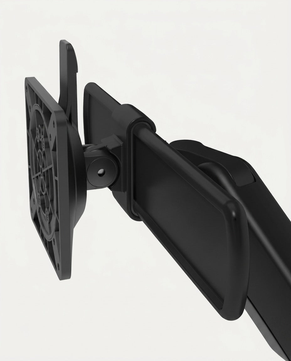 Viewprime Monitorarm - Detail Gelenk und VESA-Aufnahme - KI-generierte Visualisierung