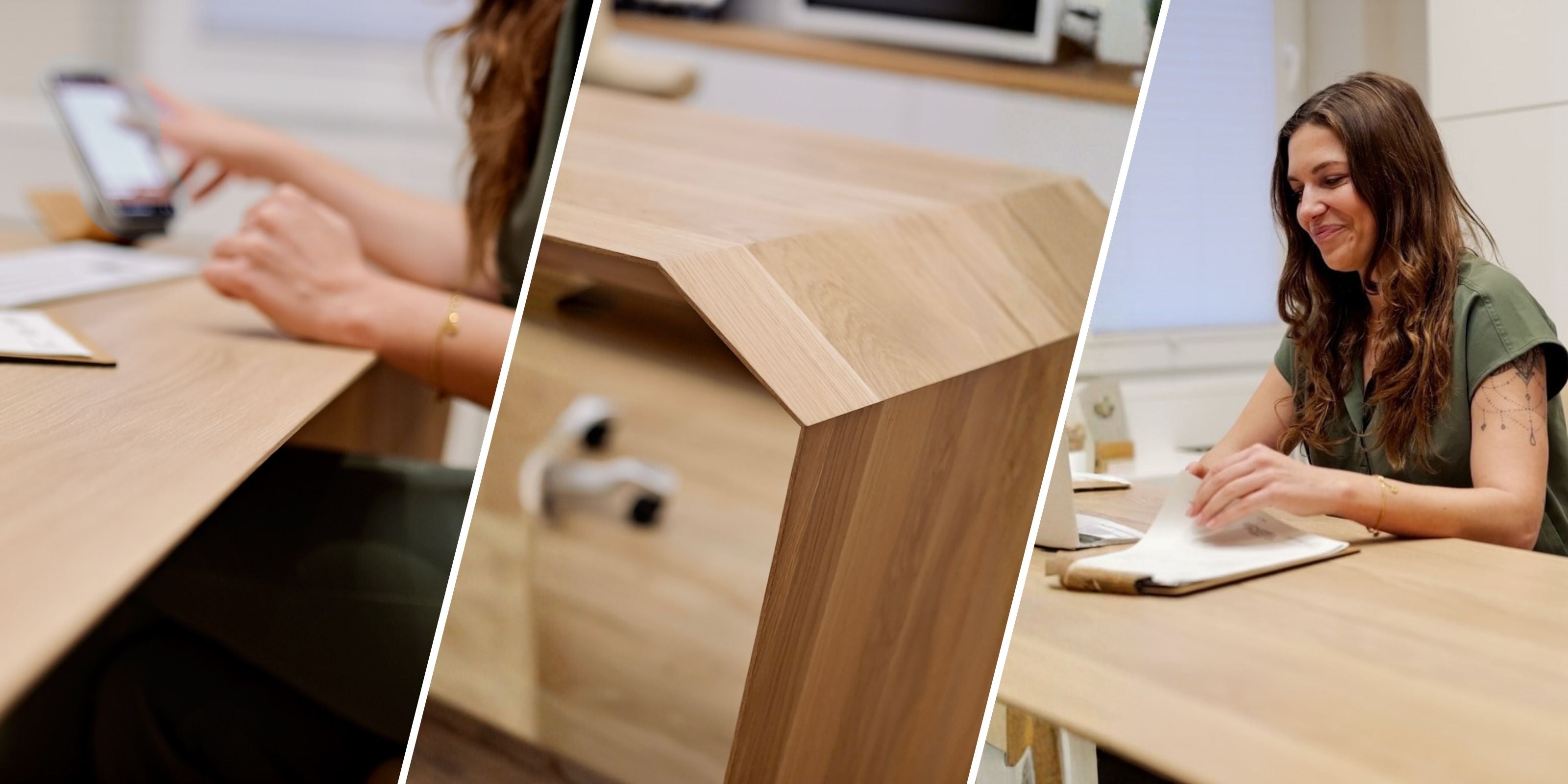 DeskPURE Schreibtisch in Nordic Timber – Kundenprojekt Young Aesthetics, plastische Chirurgie, Beratungsraum