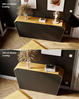 EDELHOLZ StudioPURE Sideboard in Eiche und Schwarz, Größenvergleich 200 cm 3-teilig und 150 cm 2-teilig im Studio-Render