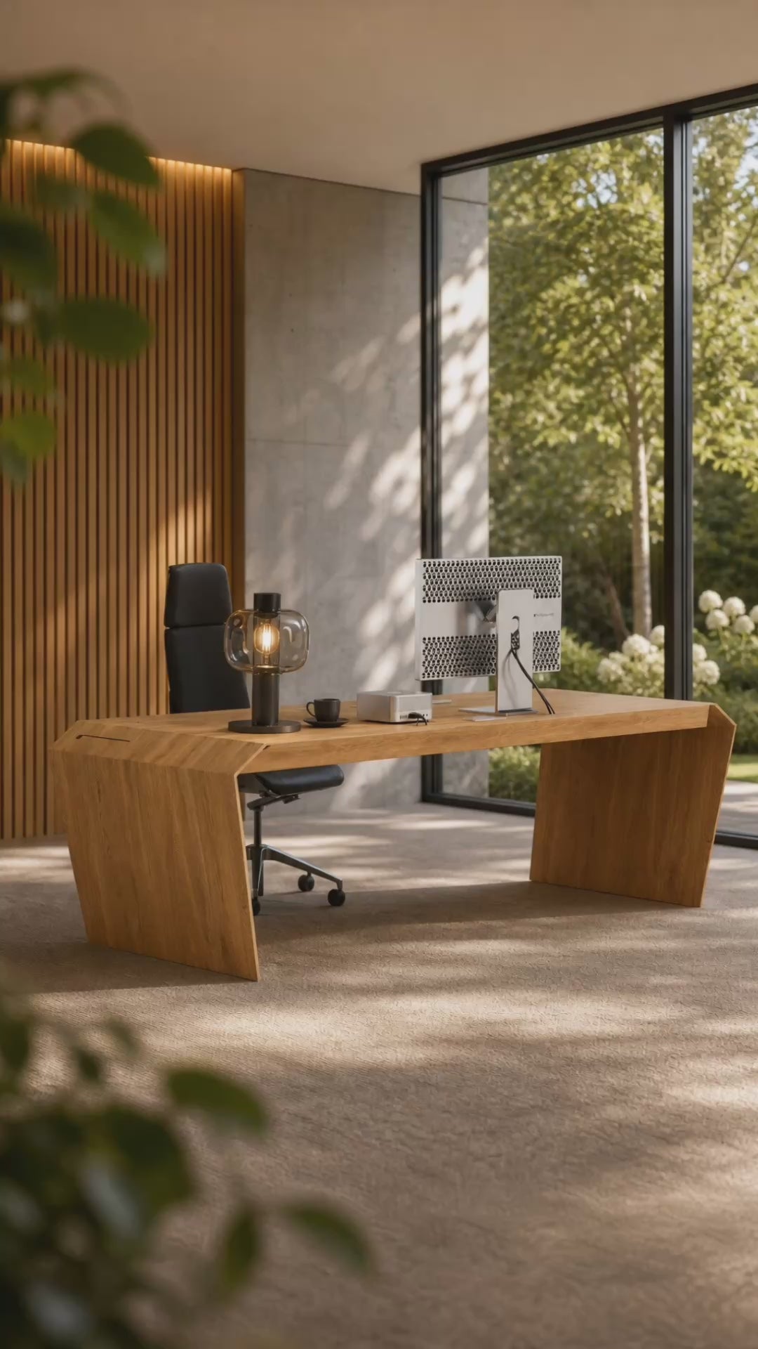 EDELHOLZ Büro-Ensemble aus Schreibtisch, Sideboard und Couchtisch in Massivholz