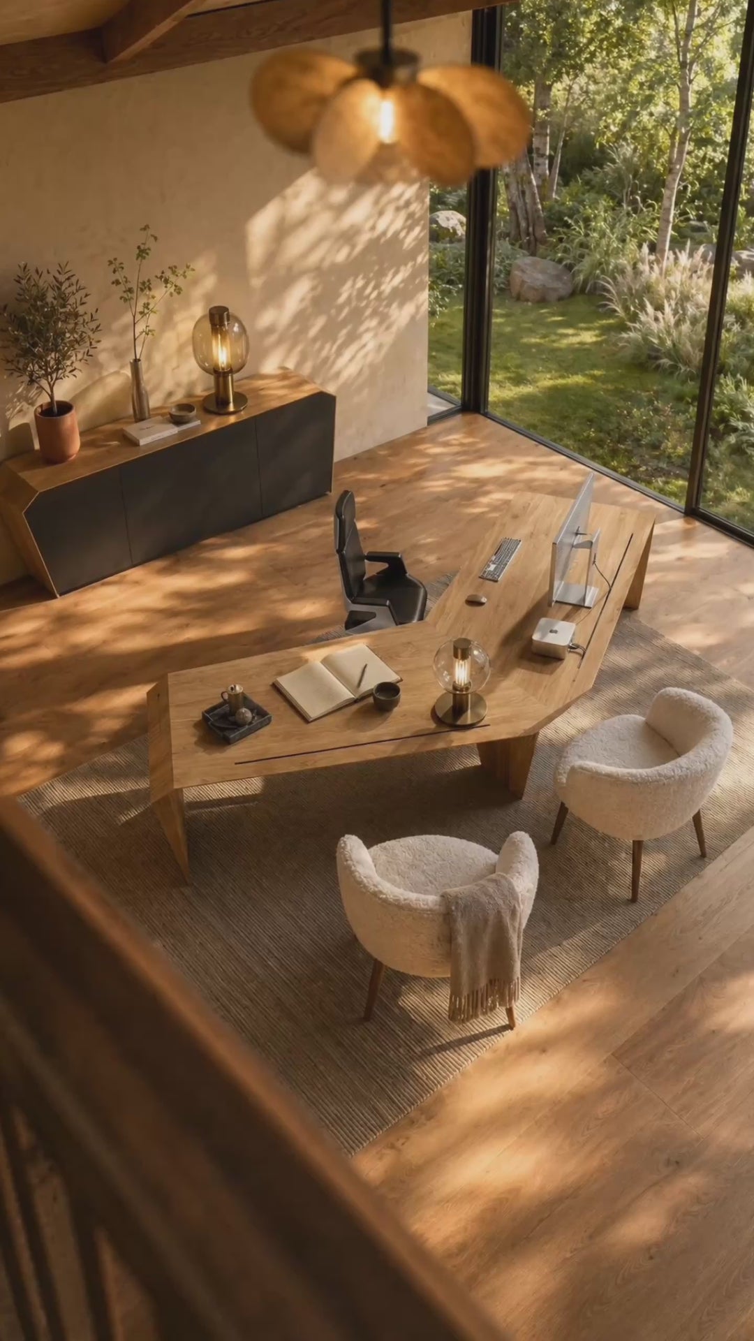 EDELHOLZ Designer Schreibtisch aus Massivholz – stilvolles Büro für selbstständige Inhaberinnen und Unternehmerinnen, Mobile Hero-Video