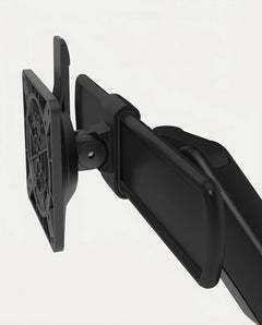 Viewprime Monitorarm - Detail Gelenk und VESA-Aufnahme - KI-generierte Visualisierung
